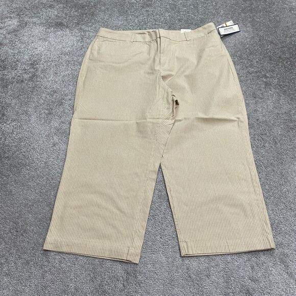 Dockers Metro Capri Caft Length Pants Womens 16W Brown Striped Stretch 38x23 NWT - Picture 1 of 16